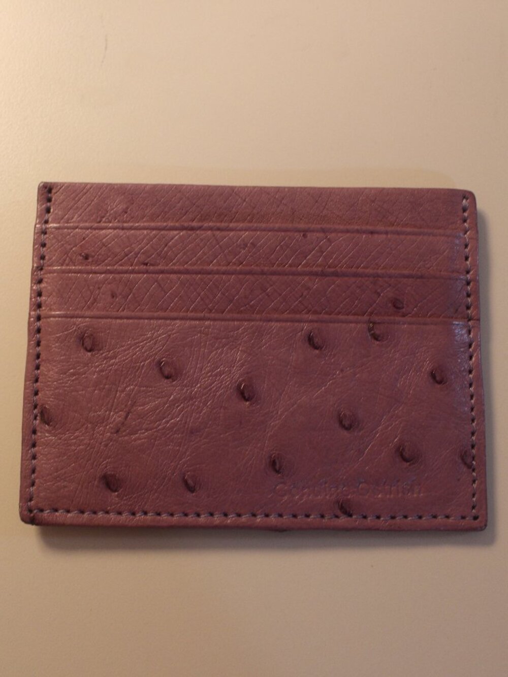 Burgundy Ostrich-Pattern Slim Cardholder Wallet